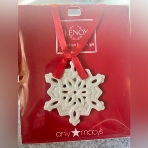 Lenox Macy Exclusive Pierced Porcelain Snowflake Charm Holiday Ornament